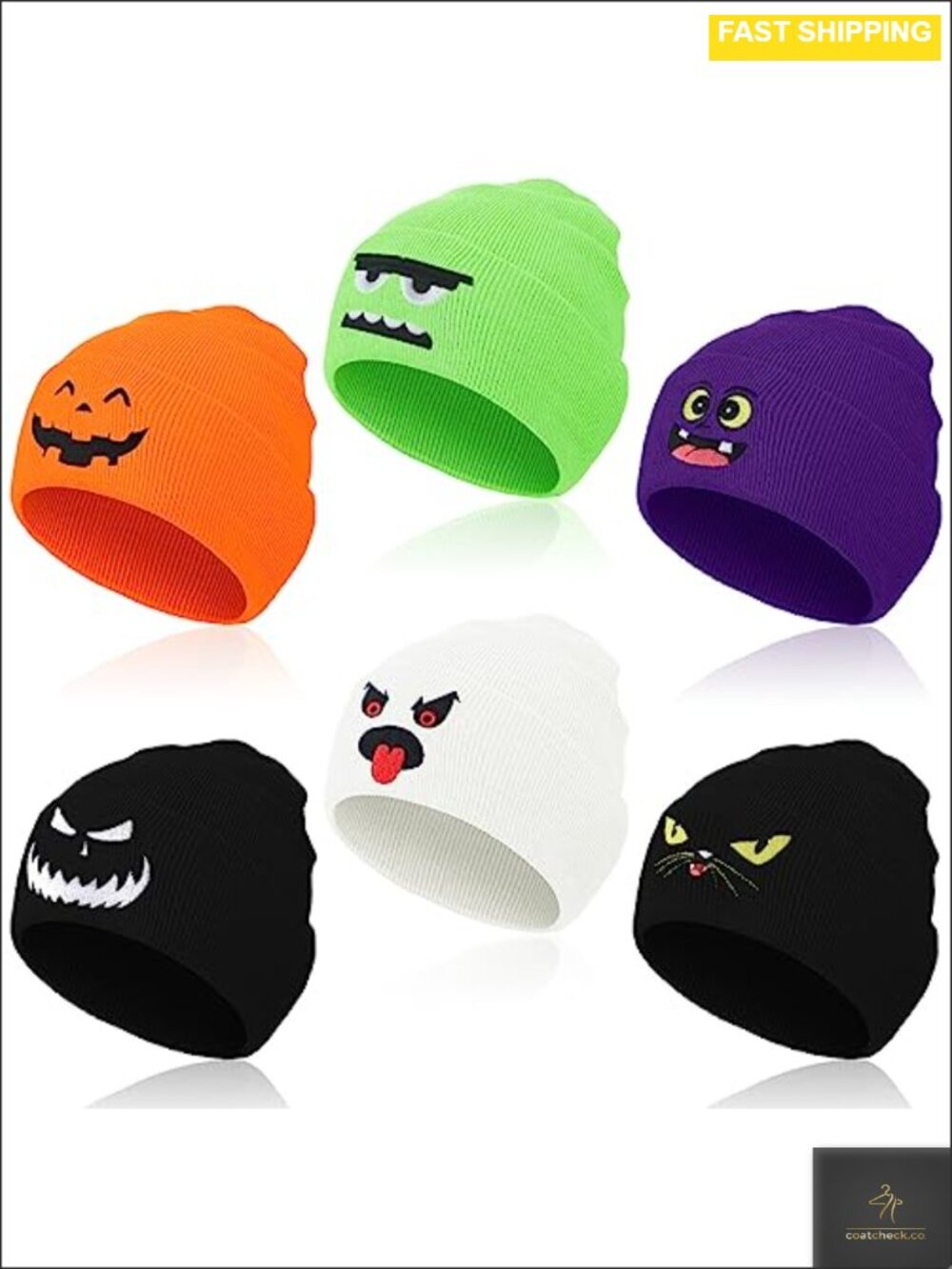 Halloween Beanie 6 Pc Skull Ghost Knit Hat Set Warm Winter Cap